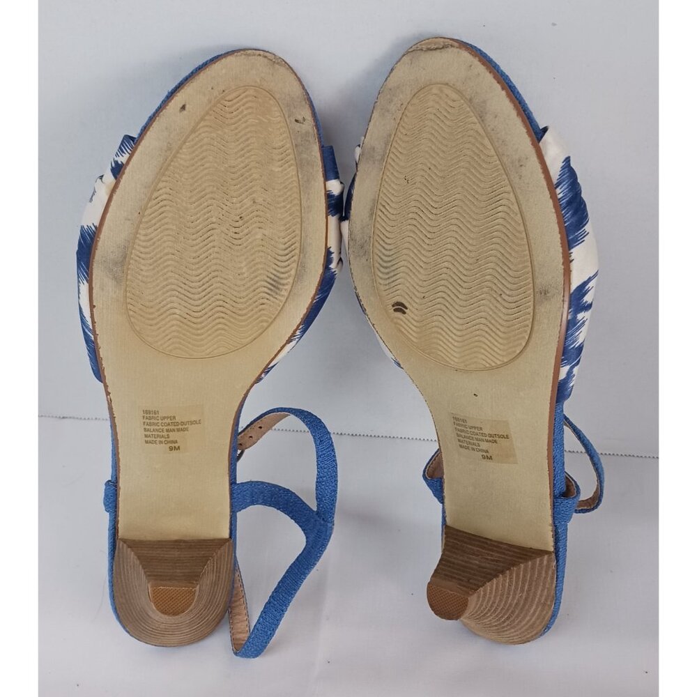 Theme Women's Sandals 9M Slingback Adjustable Back Stacked Heel Fabric Upper GUC - Picture 7 of 14